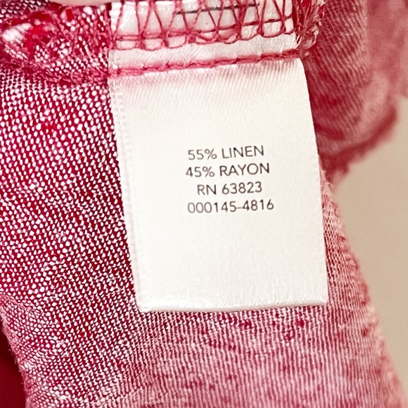 [CJ Banks] Linen Blend Swing Dress Red Waist Tie Casual Teacher Brunch Size 18 - Picture 9 of 11